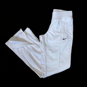 NWOT NIKE WOMEN S  ATHLETIC DEPT Pleated Zip Bottom Cream TRACK PANTS Low Rise